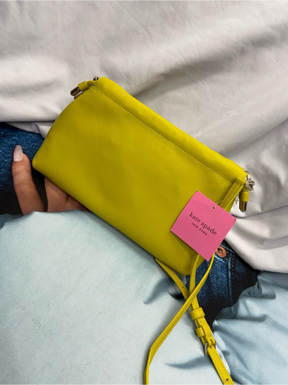 (new+tag) Kate Spade Meringue Shoulder / Crossbody Lime Yellow Braided-Handle - Picture 10 of 14